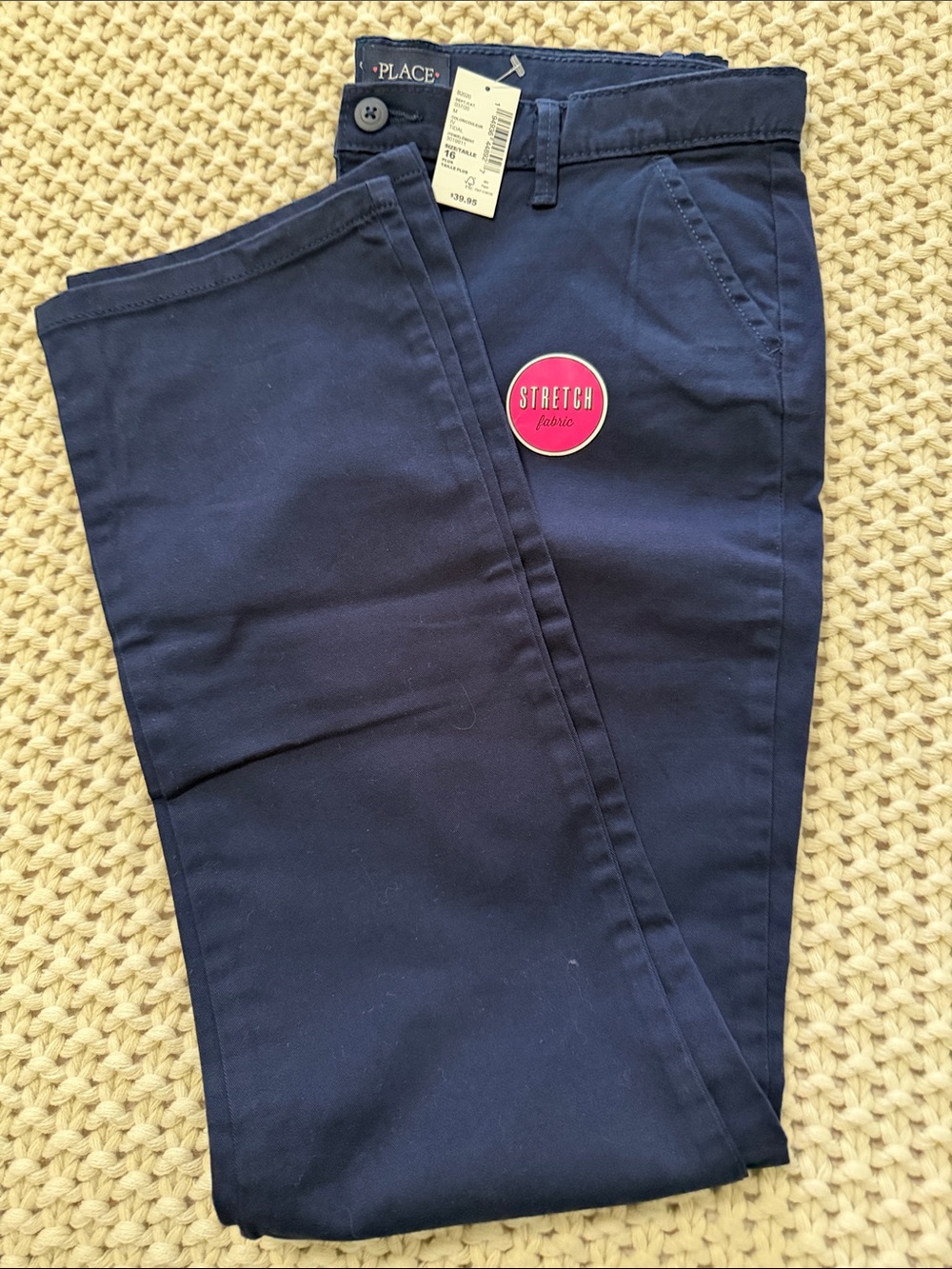 NWT The Children’s Place Girls School Uniform Stretch Chino Pants - Navy Blue